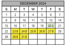 District School Academic Calendar for Doolen Middle School for December 2024