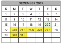 District School Academic Calendar for John E Wright Elementary School for December 2024