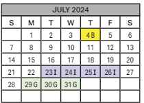 District School Academic Calendar for Wrightstown Elementary School for July 2024