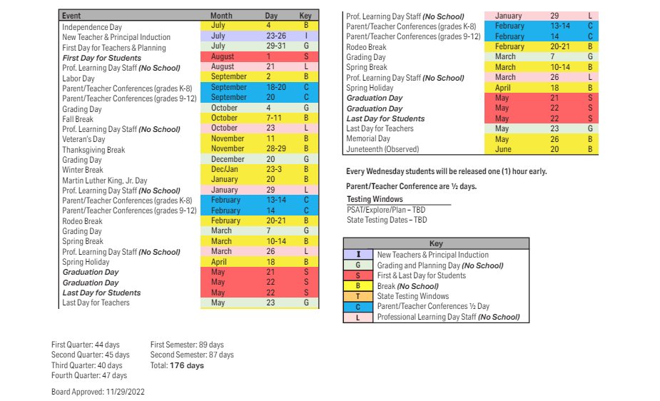 District School Academic Calendar Key for John E Wright Elementary School