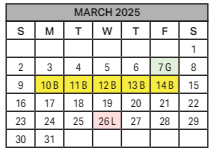 District School Academic Calendar for Gridley Middle School for March 2025