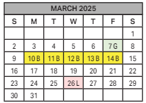 District School Academic Calendar for John E Wright Elementary School for March 2025