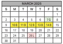 District School Academic Calendar for Direct Link I for March 2025