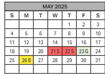 District School Academic Calendar for Direct Link I for May 2025