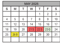 District School Academic Calendar for John E Wright Elementary School for May 2025