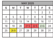 District School Academic Calendar for Henry Hank Oyama for May 2025