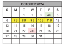 District School Academic Calendar for John E Wright Elementary School for October 2024