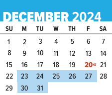 District School Academic Calendar for Mcclure Elementary School for December 2024