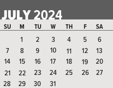 District School Academic Calendar for Mcclure Elementary School for July 2024
