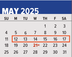 District School Academic Calendar for Mcclure Elementary School for May 2025