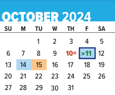 District School Academic Calendar for Mcclure Elementary School for October 2024