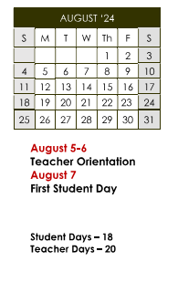 District School Academic Calendar for Roosevelt Middle Sch for August 2024