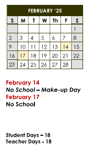 District School Academic Calendar for Roosevelt Middle Sch for February 2025