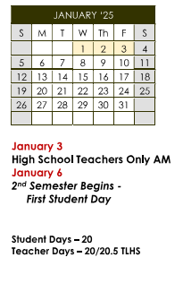 District School Academic Calendar for Roosevelt Middle Sch for January 2025