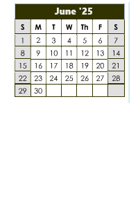 District School Academic Calendar for Roosevelt Middle Sch for June 2025