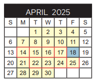 District School Academic Calendar for Peete Elementary for April 2025