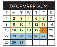 District School Academic Calendar for Jim Plyler Instructional Complex for December 2024
