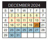 District School Academic Calendar for Alvin V Anderson Educational Compl for December 2024