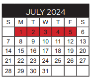 District School Academic Calendar for Jim Plyler Instructional Complex for July 2024