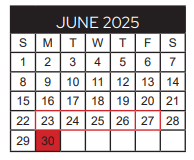 District School Academic Calendar for Caldwell Elementary Arts Academy for June 2025