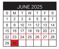 District School Academic Calendar for Jim Plyler Instructional Complex for June 2025