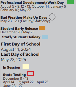 District School Academic Calendar Legend for Moore Mst Magnet School