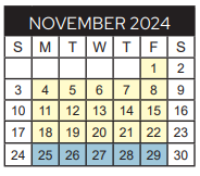 District School Academic Calendar for Stewart Middle School for November 2024