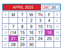 District School Academic Calendar for Nye Elementary for April 2025