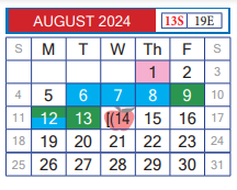 District School Academic Calendar for Juvenille Justice Alternative Prog for August 2024