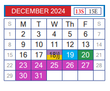 District School Academic Calendar for Juvenille Justice Alternative Prog for December 2024