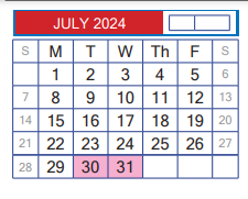 District School Academic Calendar for Juvenille Justice Alternative Prog for July 2024