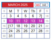 District School Academic Calendar for Clark Middle for March 2025
