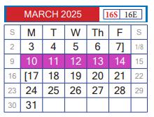 District School Academic Calendar for Nye Elementary for March 2025