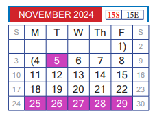 District School Academic Calendar for Juvenille Justice Alternative Prog for November 2024