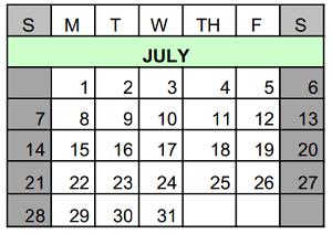 District School Academic Calendar for Skoff Elementary for July 2024