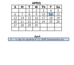 District School Academic Calendar for Flint Lake Elementary Sch for April 2025