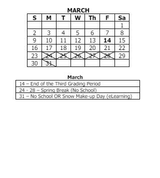 District School Academic Calendar for Flint Lake Elementary Sch for March 2025