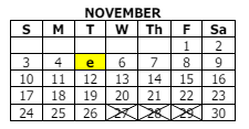 District School Academic Calendar for Flint Lake Elementary Sch for November 2024