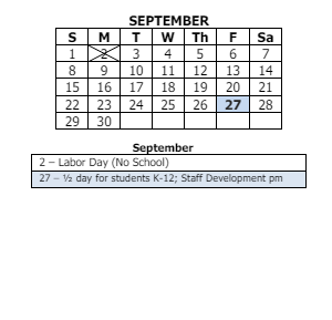 District School Academic Calendar for Flint Lake Elementary Sch for September 2024