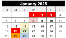 District School Academic Calendar for Walnut Grove Elementary for January 2025