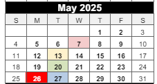 District School Academic Calendar for Walnut Grove Elementary for May 2025
