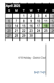 District School Academic Calendar for Pierpont Elementary for April 2025