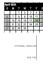 District School Academic Calendar for Loma Vista Elementary for April 2025