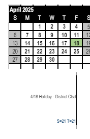 District School Academic Calendar for Buena Vista High (CONT.) for April 2025