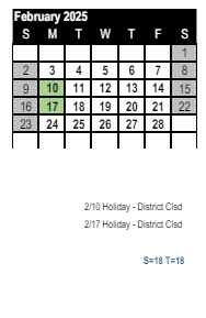 District School Academic Calendar for Homestead (alternative) for February 2025