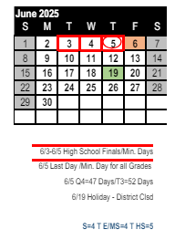 District School Academic Calendar for Foothill Technology High for June 2025