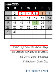 District School Academic Calendar for Cabrillo Middle for June 2025