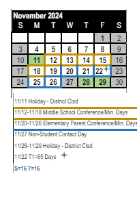 District School Academic Calendar for Loma Vista Elementary for November 2024