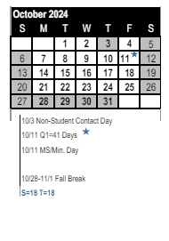 District School Academic Calendar for Juanamaria Elementary for October 2024