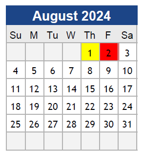 District School Academic Calendar for Center For Alternative Programs for August 2024